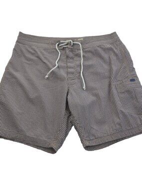J.‎ Crew Seersucker Swim Lined Board Shorts 36 Striped Blue Drawstring 8" Inseam